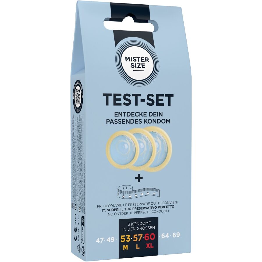 MISTER SIZE - TEST KIT: 3 CONDOMS IN DIFFERENT SIZES + DOTTED MIX