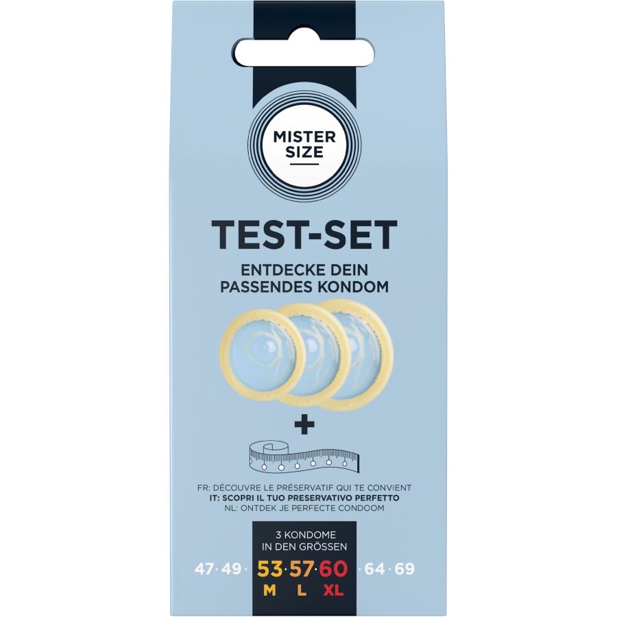 MISTER SIZE - TEST KIT: 3 CONDOMS IN DIFFERENT SIZES + DOTTED MIX