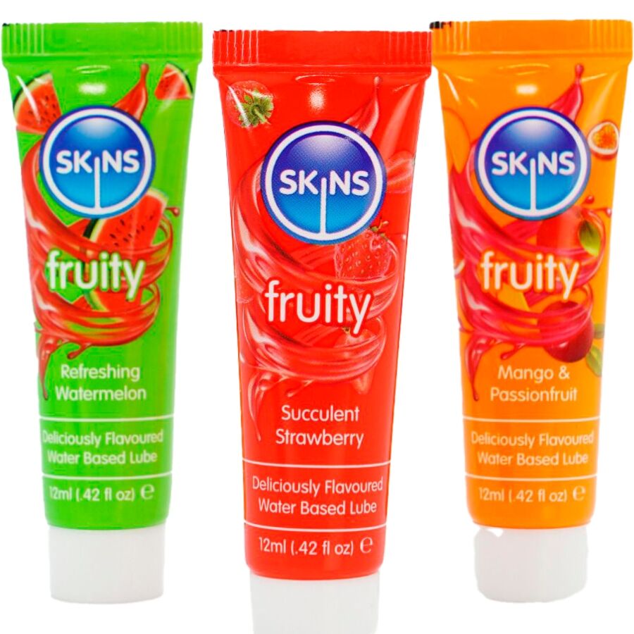 SKINS FRUITED LUBRICANT KIT - WATERMELON, STRAWBERRY AND MANGO 3 x 12 ML