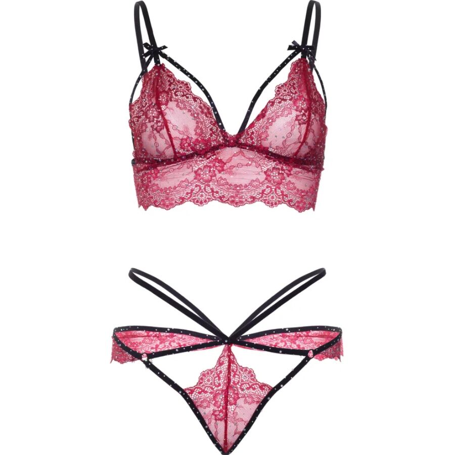 LEG AVENUE - 81623 ENSEMBLE SOUTIEN-GORGE + STRING BORDEAUX TAILLE S