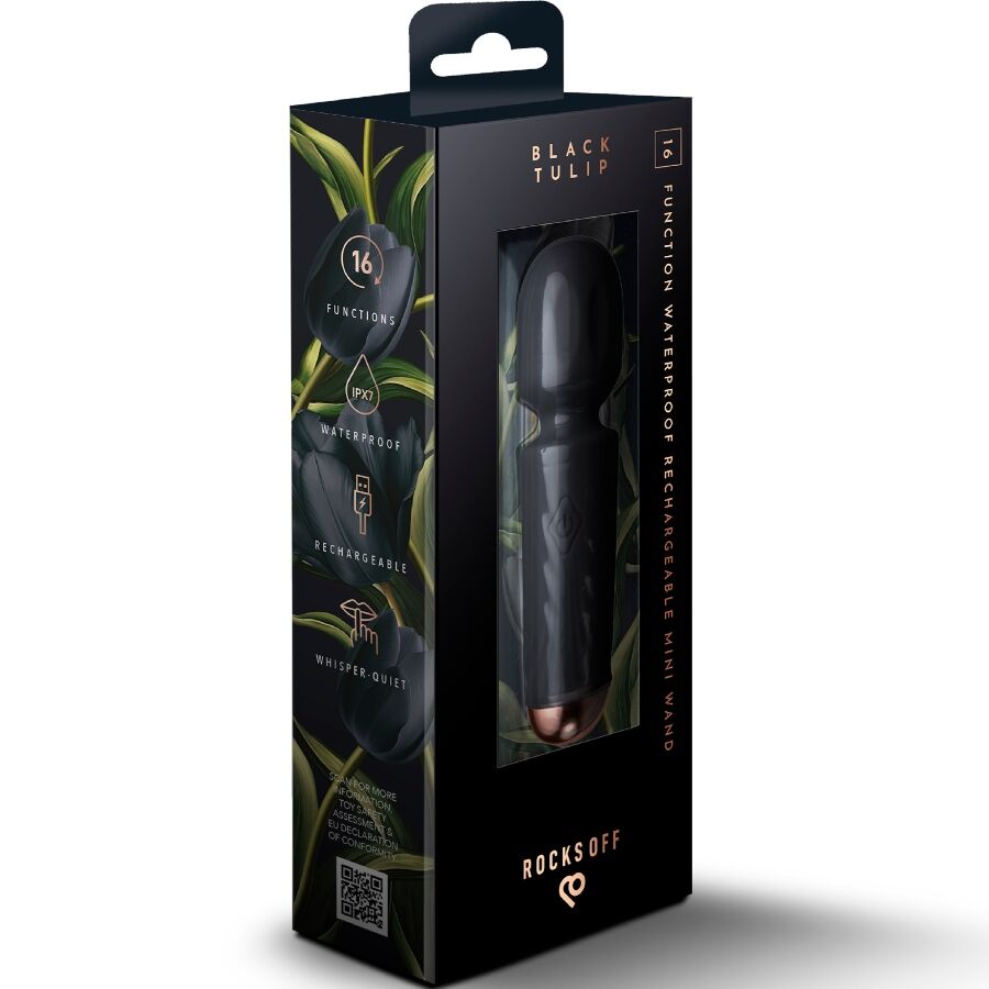 ROCKS-OFF - RECHARGEABLE MINI BAGUETTE 16 FUNCTIONS BLACK TULIP