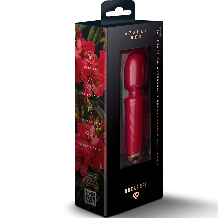 ROCKS-OFF - RECHARGEABLE MINI BAGUETTE 16 FUNCTIONS AZALEA RED