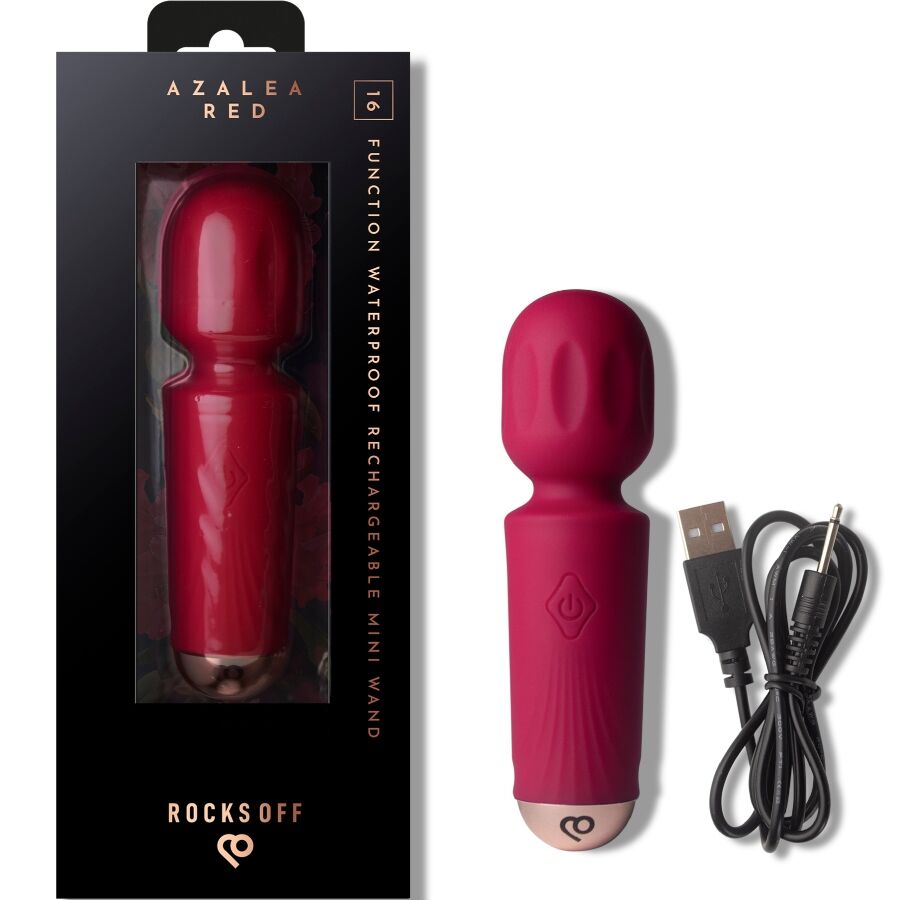 ROCKS-OFF - RECHARGEABLE MINI BAGUETTE 16 FUNCTIONS AZALEA RED