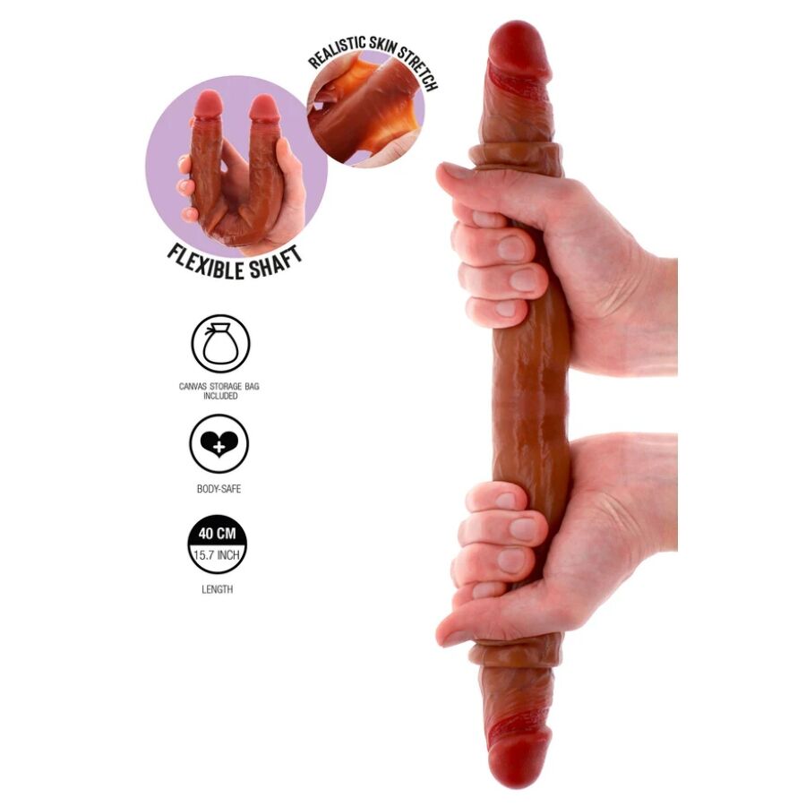 GET REAL - CARAMEL DOUBLE-ENDED SILICONE DILDO 40 CM