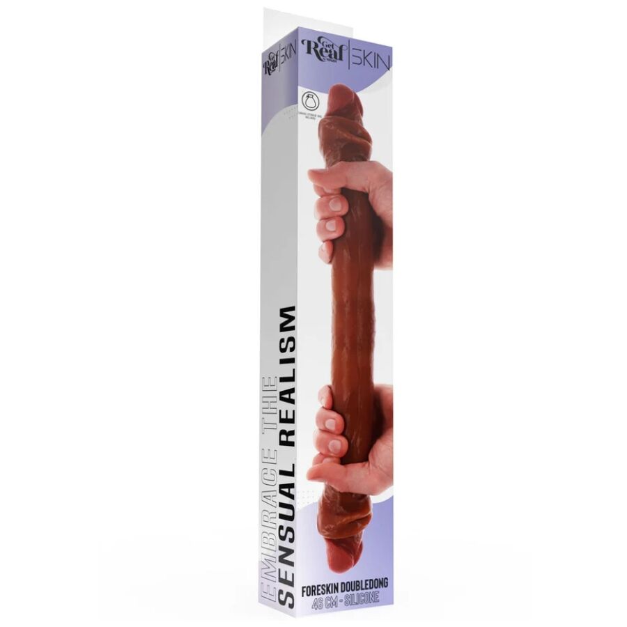GET REAL - CARAMEL DOUBLE-ENDED SILICONE DILDO 46 CM
