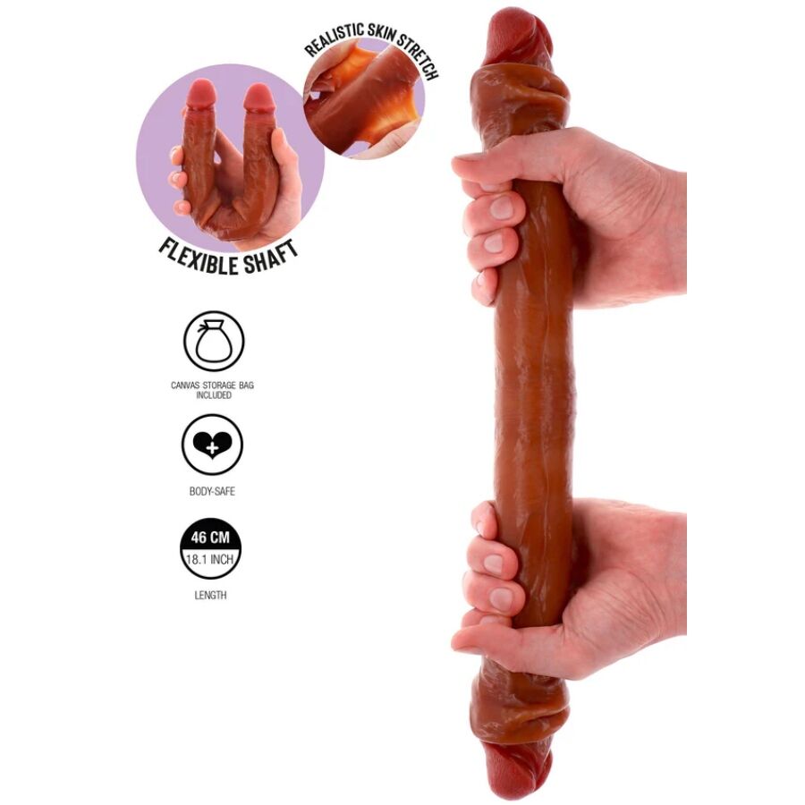 GET REAL - CARAMEL DOUBLE-ENDED SILICONE DILDO 46 CM