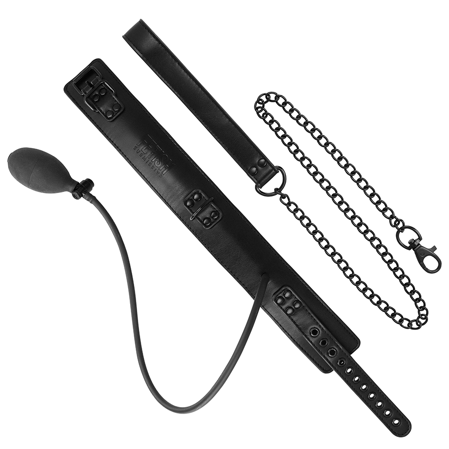 FETISH SUBMISSIVE BONDAGE - INFLATABLE CHOKER WITH CHAIN