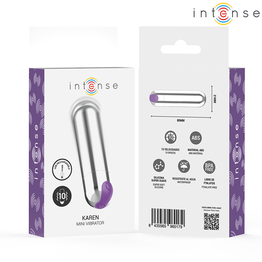 INTENSE - KAREN RECHARGEABLE VIBRATING MINI SILVER
