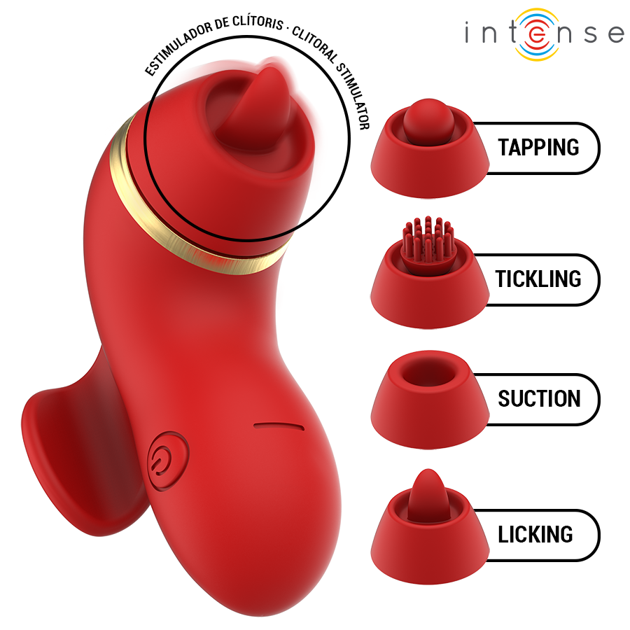 INTENSE - PATTY STIMULATOR WITH 4 HEADS: SUCKING, TAPPING, SCRATCHING AND LICKING
