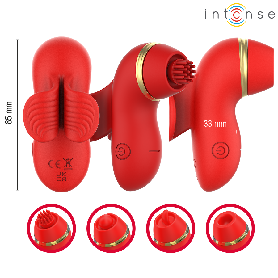 INTENSE - PATTY STIMULATOR WITH 4 HEADS: SUCKING, TAPPING, SCRATCHING AND LICKING