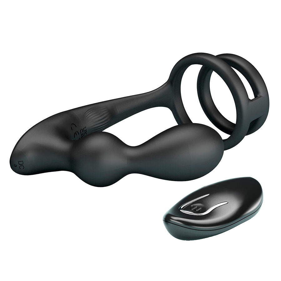 MR PLAY - VIBRATING BUTT PLUG WITH COCK RING AND REMOTE CONTROL