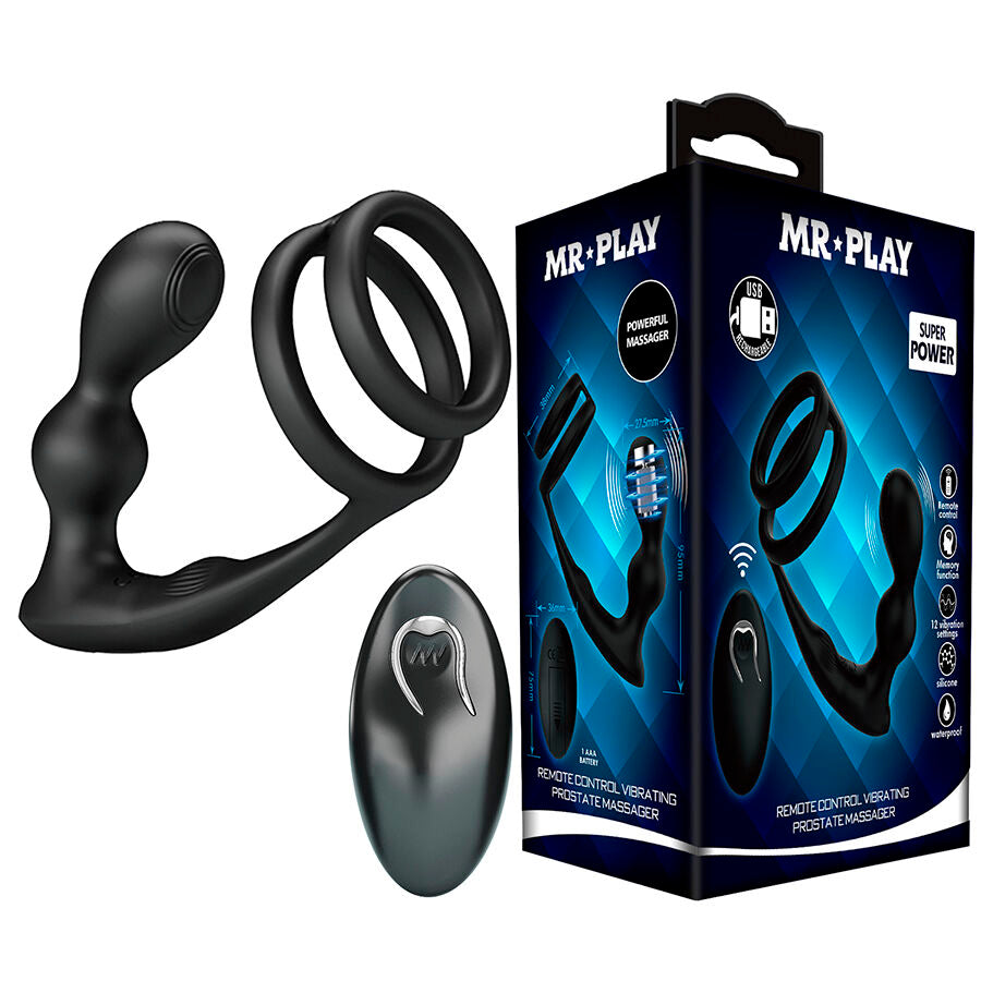MR PLAY - VIBRATING BUTT PLUG WITH COCK RING AND REMOTE CONTROL