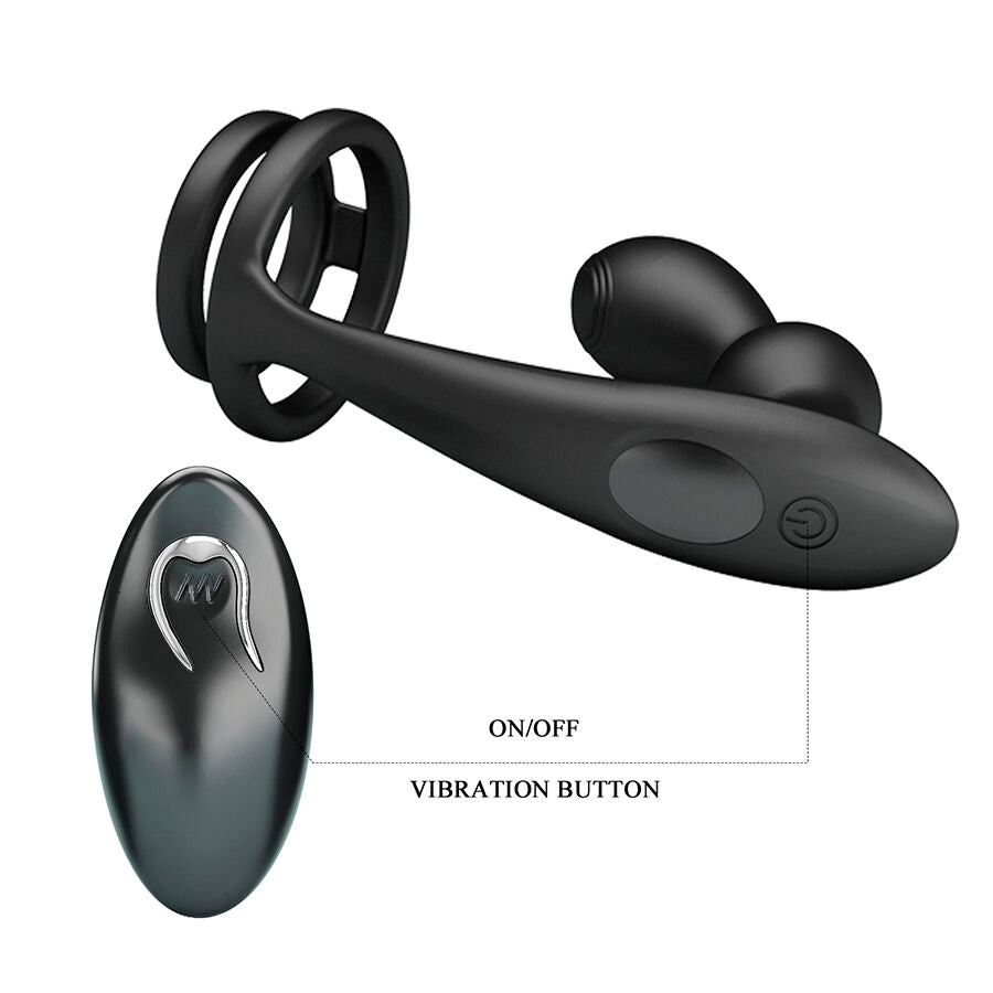 MR PLAY - VIBRATING BUTT PLUG WITH COCK RING AND REMOTE CONTROL