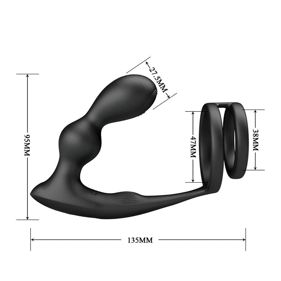 MR PLAY - VIBRATING BUTT PLUG WITH COCK RING AND REMOTE CONTROL