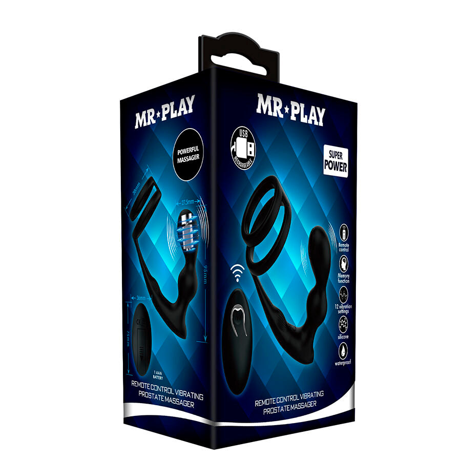 MR PLAY - VIBRATING BUTT PLUG WITH COCK RING AND REMOTE CONTROL
