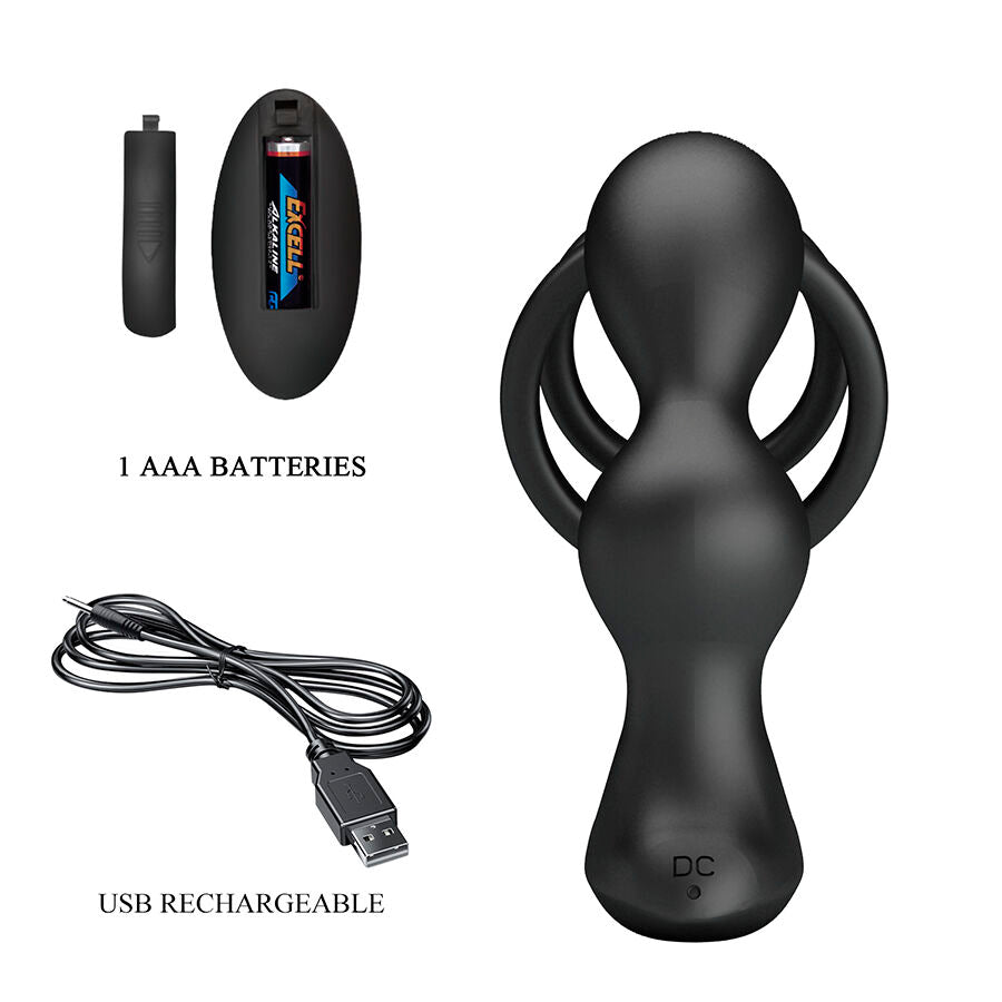 MR PLAY - VIBRATING BUTT PLUG WITH COCK RING AND REMOTE CONTROL