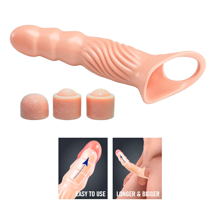 PRETTY LOVE - TEXTURED PENILE SLEEVE WITH EXTENDERS