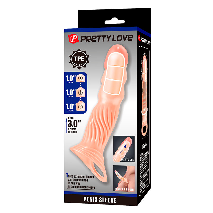 PRETTY LOVE - TEXTURED PENILE SLEEVE WITH EXTENDERS