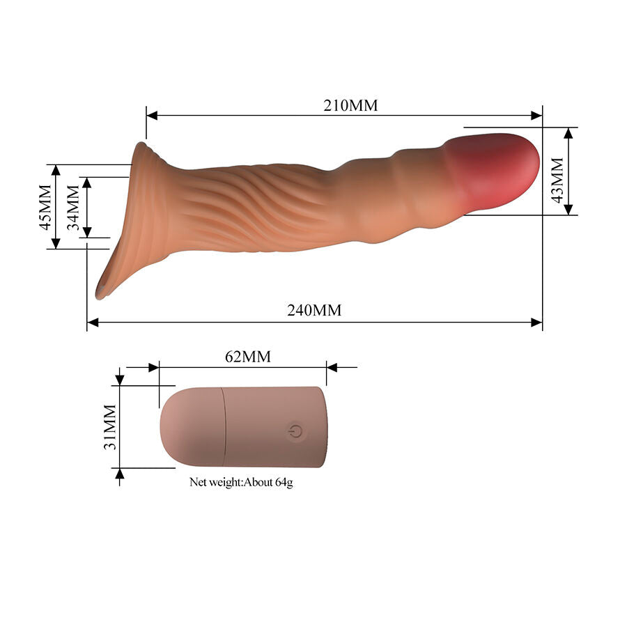 PRETTY LOVE - TEXTURED PENIS SLEEVE WITH VIBRATION AND REMOTE