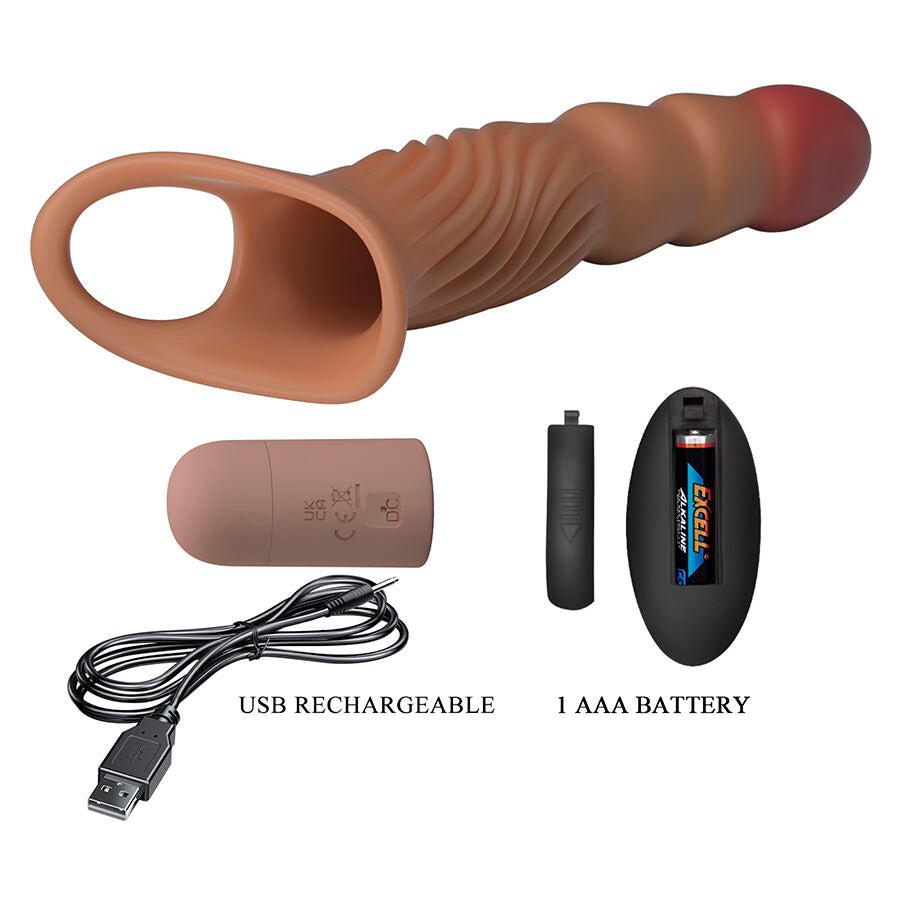 PRETTY LOVE - TEXTURED PENIS SLEEVE WITH VIBRATION AND REMOTE