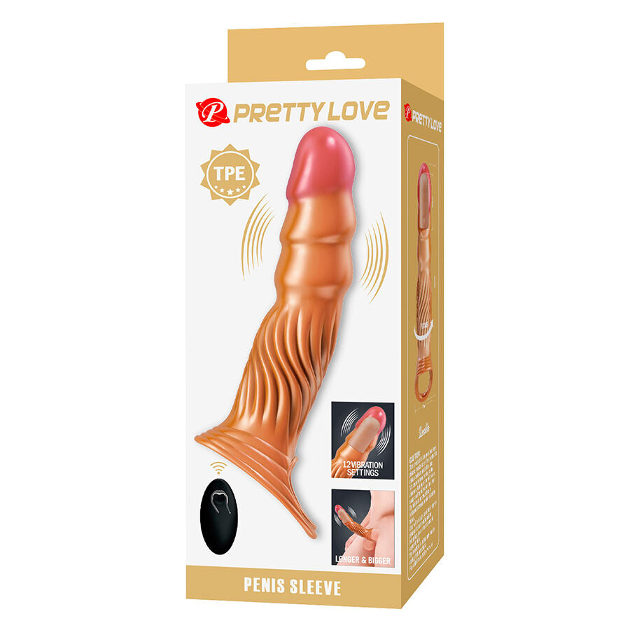 PRETTY LOVE - TEXTURED PENIS SLEEVE WITH VIBRATION AND REMOTE