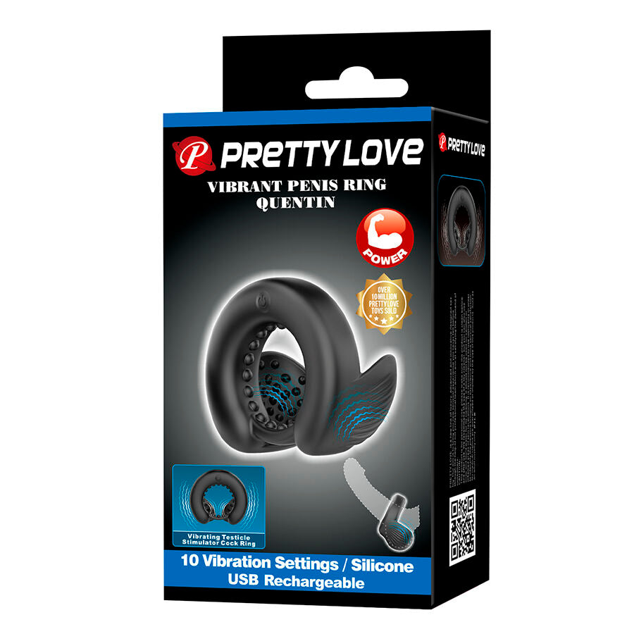 PRETTY LOVE - QUENTIN PENIS RING WITH TESTICLE STIMULATOR