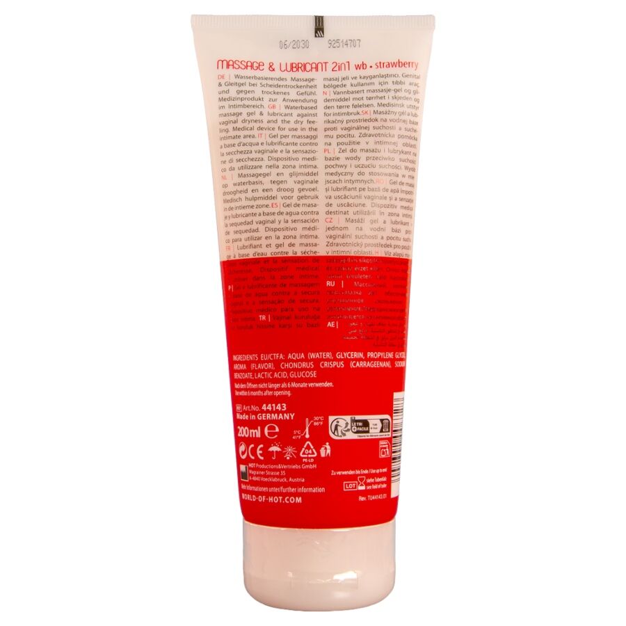 HOT - 2-IN-1 STRAWBERRY MASSAGE AND GLIDE GEL 200 ML