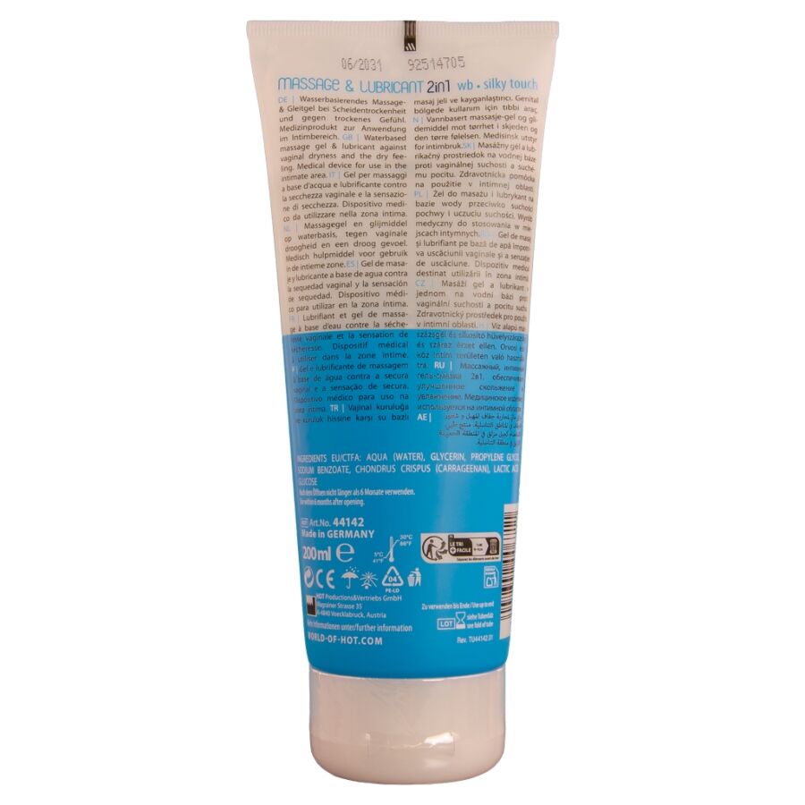 HOT - 2-IN-1 MASSAGE AND GLIDE GEL, SILKY TEXTURE, 200 ML