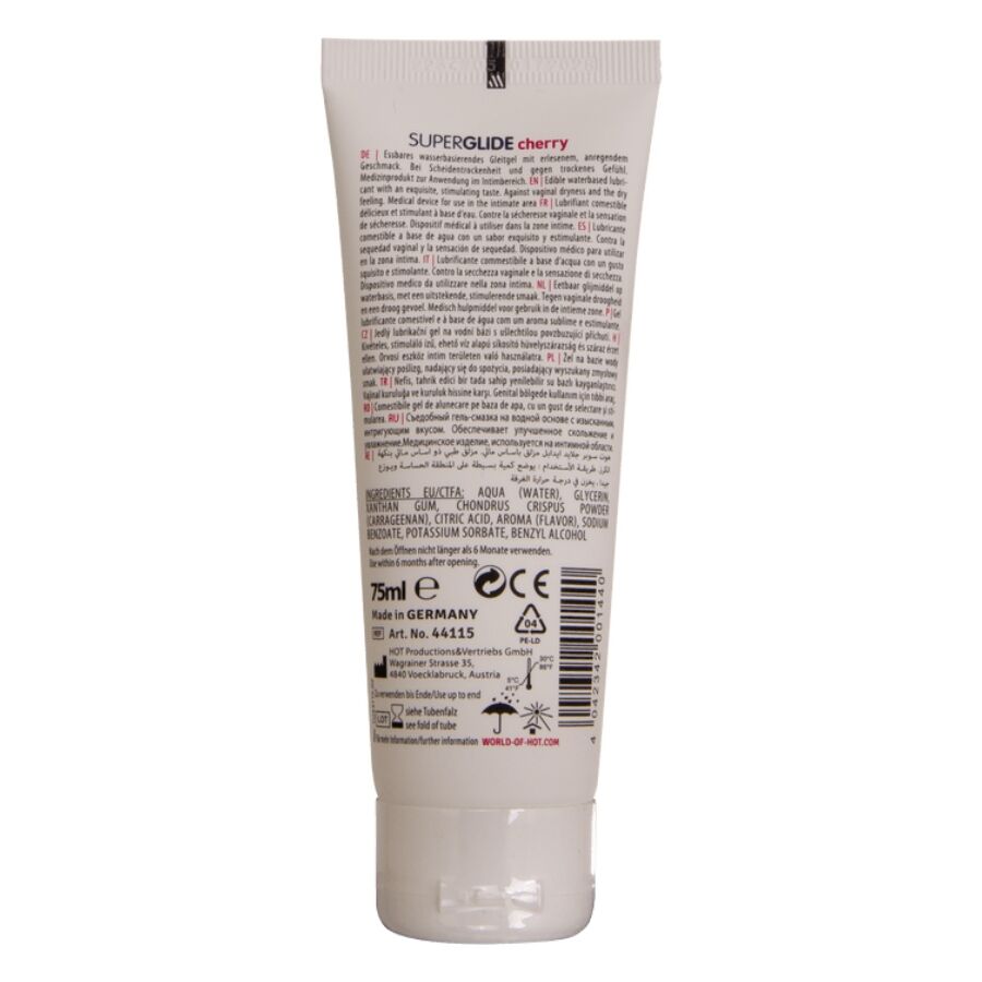 HOT - SUPERGLIDE EDIBLE CHERRY WATER-BASED LUBRICANT 75 ML