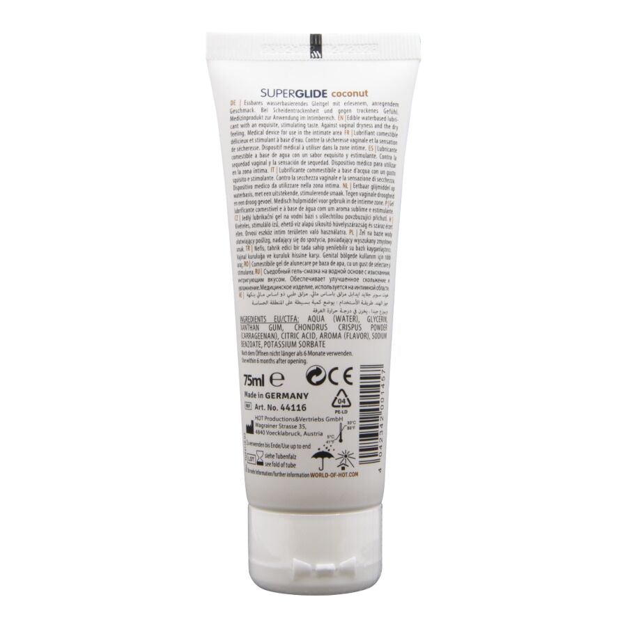 HOT - SUPERGLIDE EDIBLE WATER-BASED COCONUT LUBRICANT 75 ML