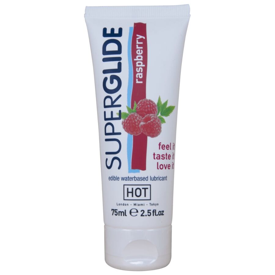 HOT - SUPERGLIDE EDIBLE WATER-BASED LUBRICANT RASPBERRY 75 ML