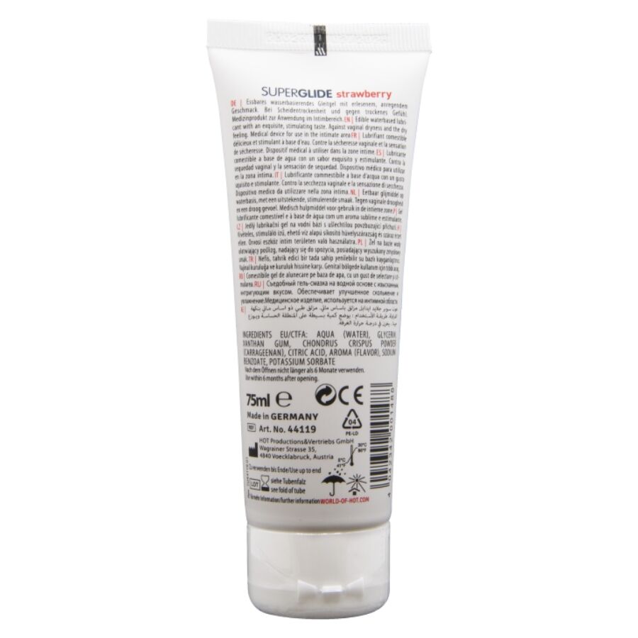 HOT - SUPERGLIDE STRAWBERRY FLAVOURED WATER-BASED LUBRICANT 75 ML