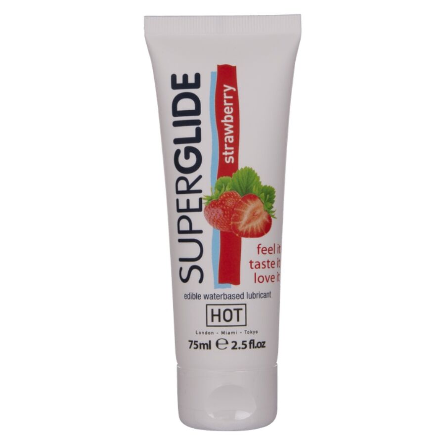 HOT - SUPERGLIDE STRAWBERRY FLAVOURED WATER-BASED LUBRICANT 75 ML