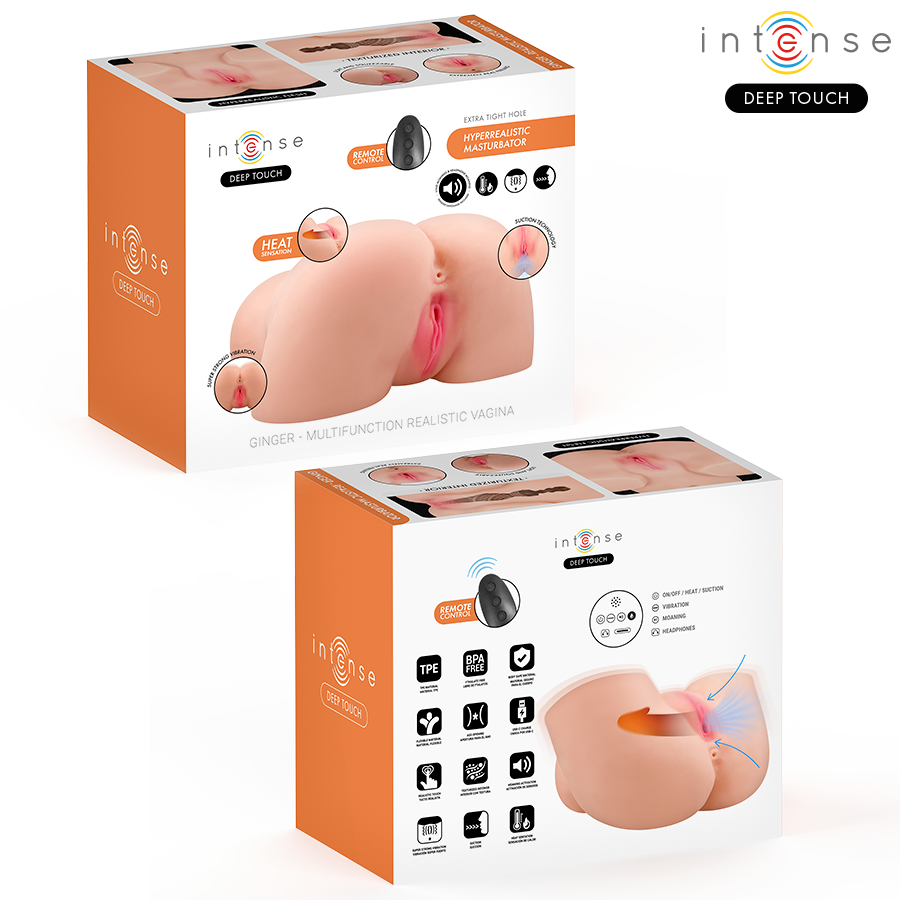 INTENSE DEEP TOUCH - GINGER VAGINAL MASTURBATOR WITH SUCTION, HEAT, VIBRATION AND VOICE EFFECTS, REMOTE CONTROL INCLUDED, 5.3 KG