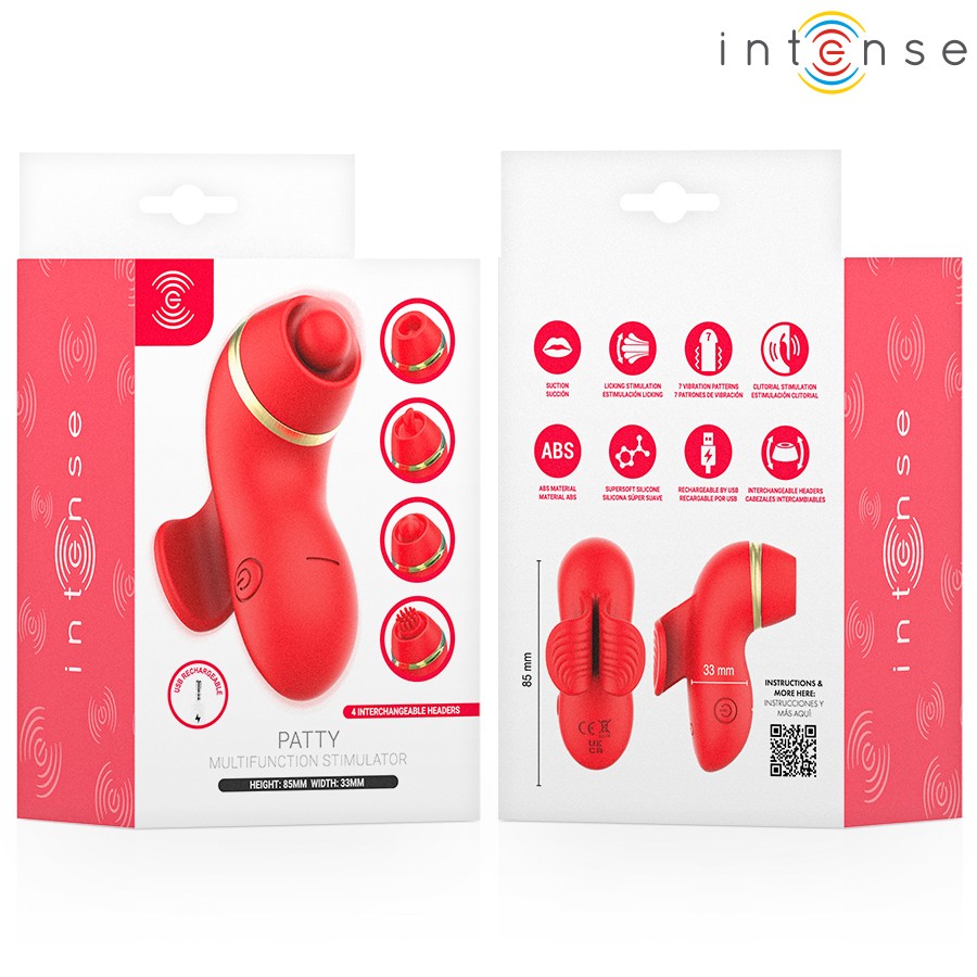 INTENSE - PATTY STIMULATOR WITH 4 HEADS: SUCKING, TAPPING, SCRATCHING AND LICKING