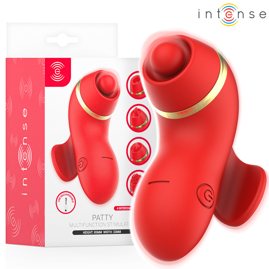 INTENSE - PATTY STIMULATOR WITH 4 HEADS: SUCKING, TAPPING, SCRATCHING AND LICKING