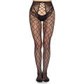LEG AVENUE - 1966 FISHNET PANTYHOSE WITH CROTCHLESS PANTY BLACK - ONE SIZE