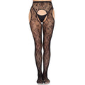 LEG AVENUE - 1967 BLOOM FISHNET TIGHTS BLACK - ONE SIZE