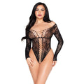 LEG AVENUE - 89370 BLACK FISHNET AND LACE TEDDY - ONE SIZE