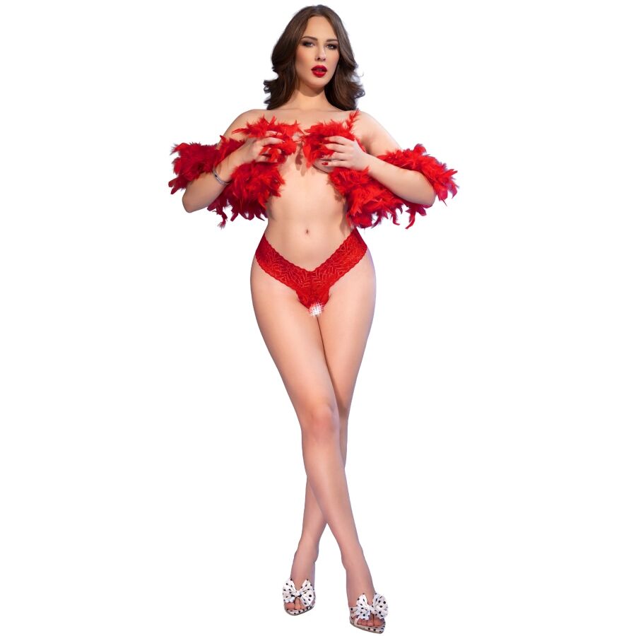 CHILIROSE - CR 4885 OPEN CROTCH RED STRINGS