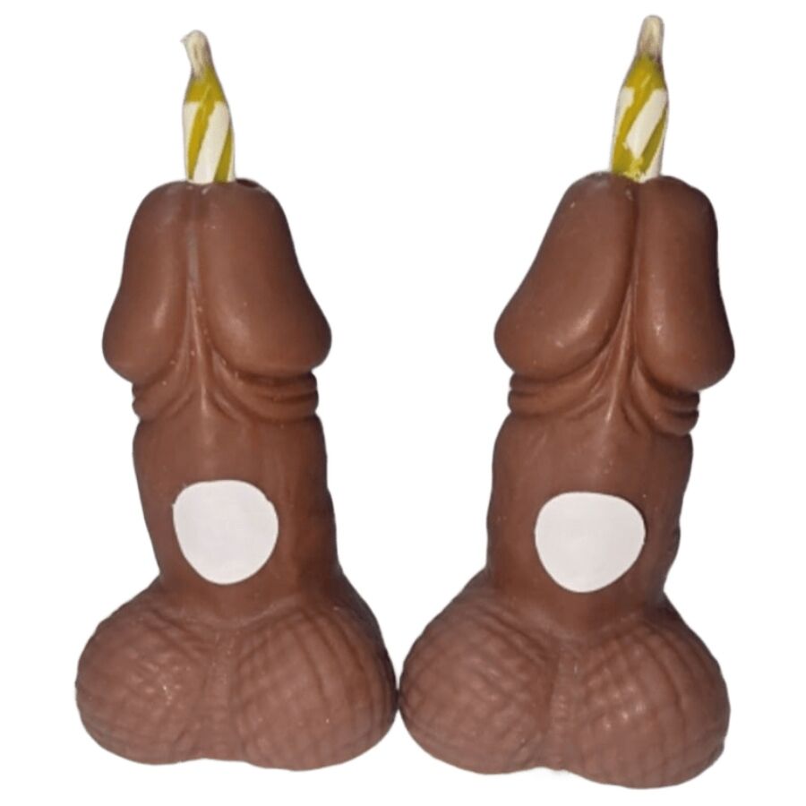DIABLO PICANTE - PENIS-SHAPED BIRTHDAY NUMBER CANDLES, DARK TONE, 2 UNITS
