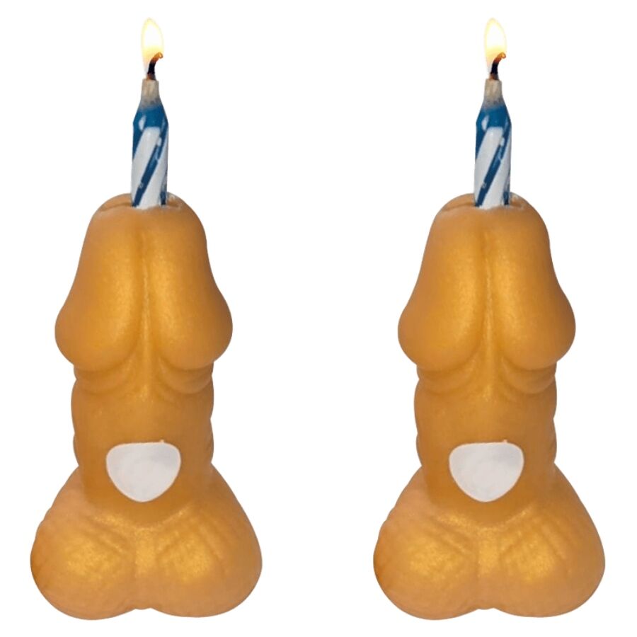 DIABLO PICANTE - GOLD PENIS-SHAPED BIRTHDAY CANDLES (2 UNITS)
