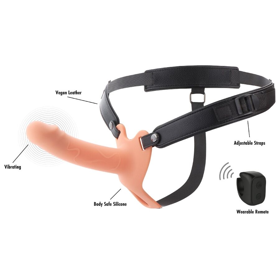 HIDDEN DESIRE - INFERNO VIBRATING PENIS SLEEVE WITH STRAP-ON 16 CM