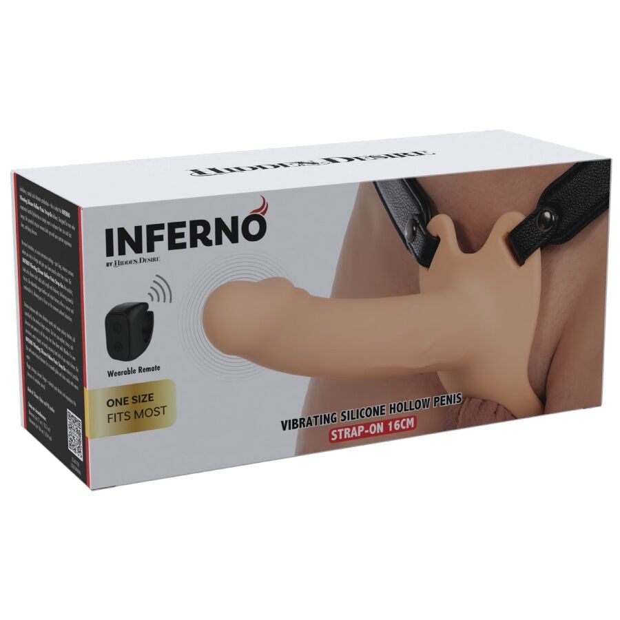 HIDDEN DESIRE - INFERNO VIBRATING PENIS SLEEVE WITH STRAP-ON 16 CM