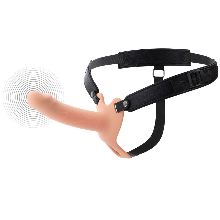 HIDDEN DESIRE - INFERNO VIBRATING PENIS SLEEVE WITH STRAP-ON 16 CM