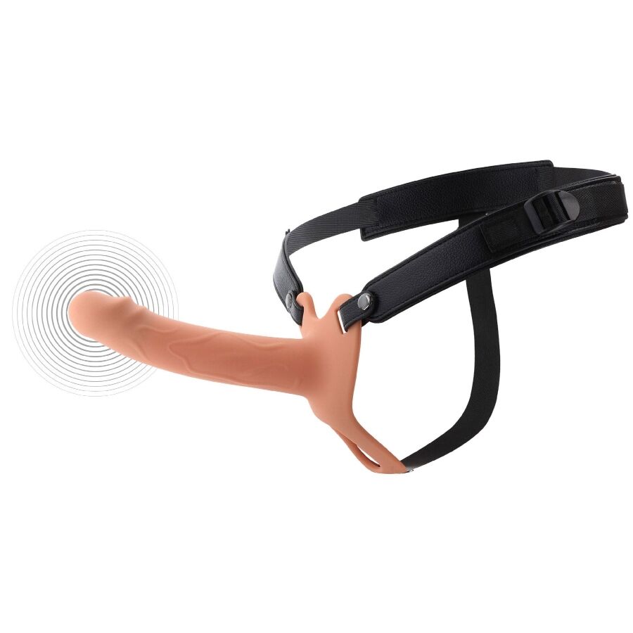 HIDDEN DESIRE - INFERNO VIBRATING PENIS SLEEVE WITH STRAP-ON 18 CM