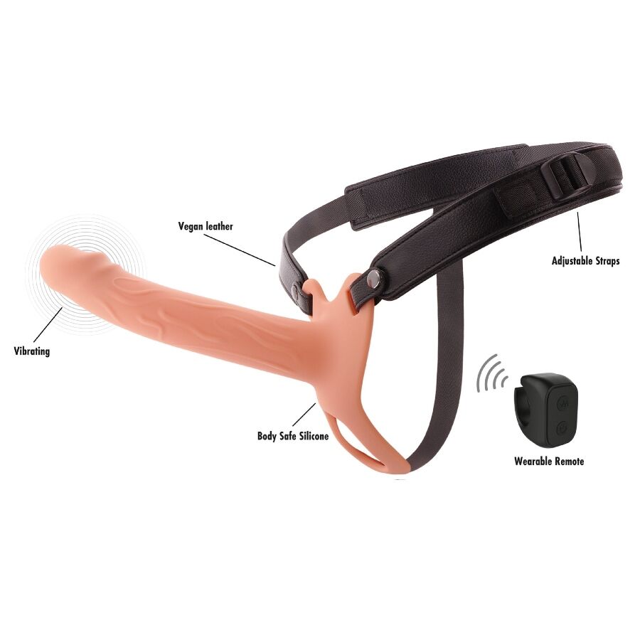 HIDDEN DESIRE - INFERNO VIBRATING PENIS SLEEVE WITH STRAP-ON 20 CM