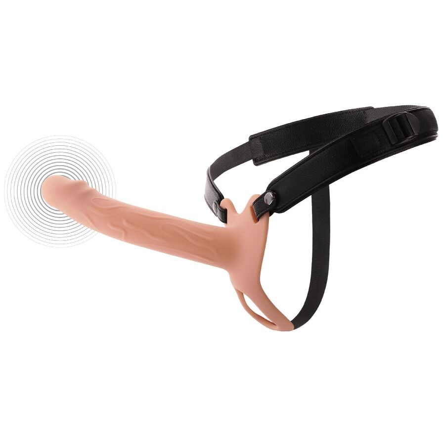 HIDDEN DESIRE - INFERNO VIBRATING PENIS SLEEVE WITH STRAP-ON 20 CM