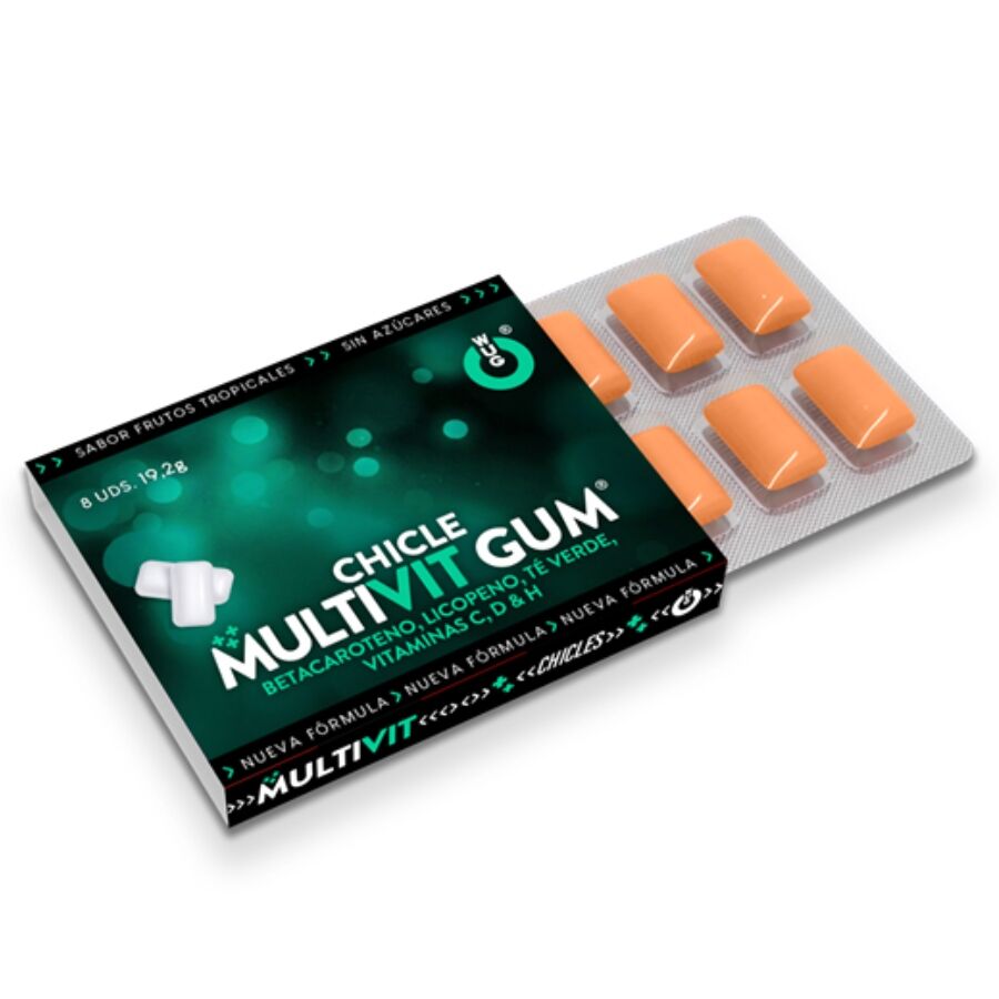 WUG GUM - MULTIVITAMIN VITAMINS C, H, D, BETA-CAROTENE, LYCOPENE AND GREEN TEA 1 X 8 UNITS