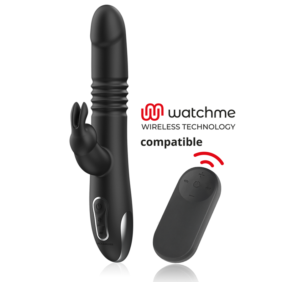 BLACK&SILVER - KENJI RABBIT VIBRATOR UP & DOWN + WATCHME REMOTE CONTROL